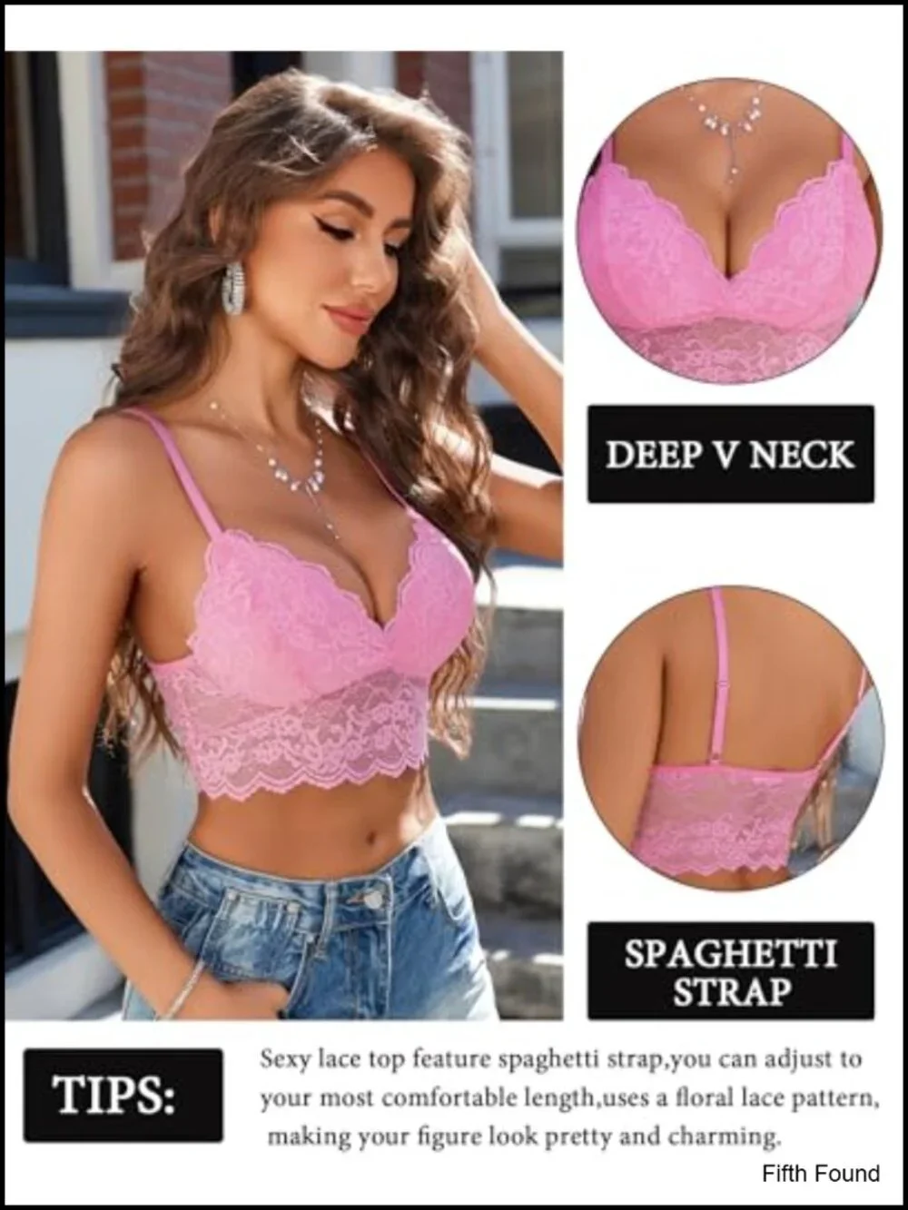 Lace Bralette V Neck Spaghetti Strap Unpadded Tank Top Cami Crop Top Lingerie